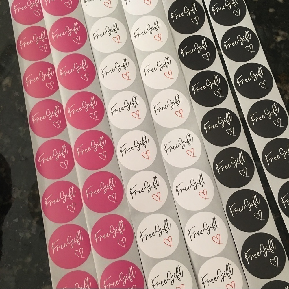 60 Count - Variety Starter Pack “Free Gift” Stickers, Pink, White, Black, 1.5 in - Picture 4 of 10